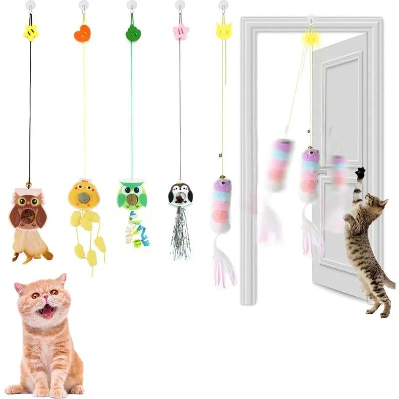 Cat Funny Toy Interactive Door Hanging Cat Toys Retractable Door Hanging Animal Toys for Cats To Play Hunting Sports Indoors
