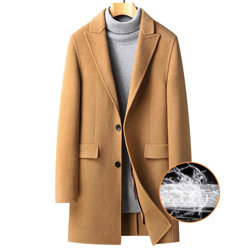Новое осенне-зимнее шерстяное двухстороннее шерстяное пальто с воротником-лацканом — фото 3