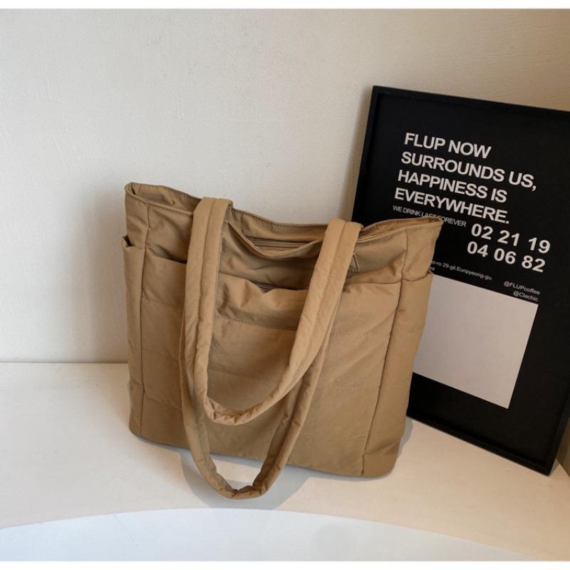 

Canvas bag women s large-capacity new autumn and winter versatile casual shoulder shopping bag commuter tote bag хаки