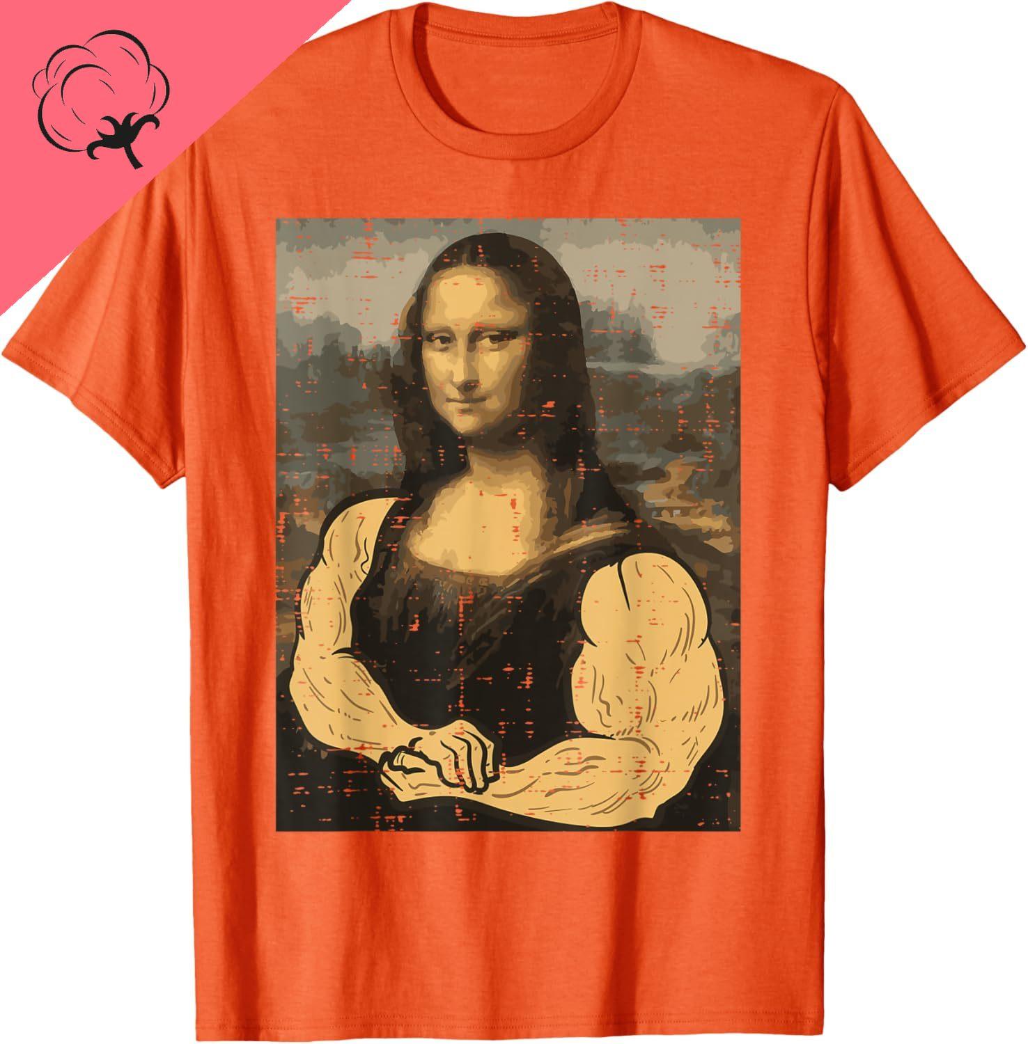 

Gym Mona Lisa Muscle Fun Workout Fitness Bodybuilding Women TShirt Casual Vintage Cotton Y2k Clothes Camisetas Top S
