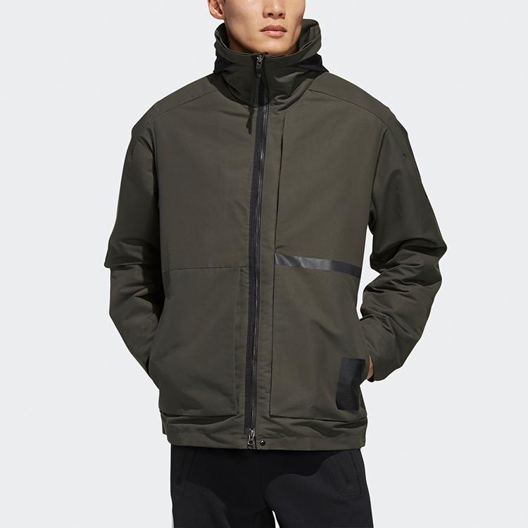 adidas U1 Warme Winddichte Packbare Kapuzenjacke Herren Oberbekleidung Dunkel-Erde-Grau FJ0258