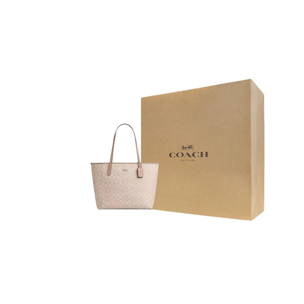 Новая сумка-тоут COACH City из канвы с покрытием, сумка для покупок, большая женская сумка, цвет тауп CV976-SVPWH