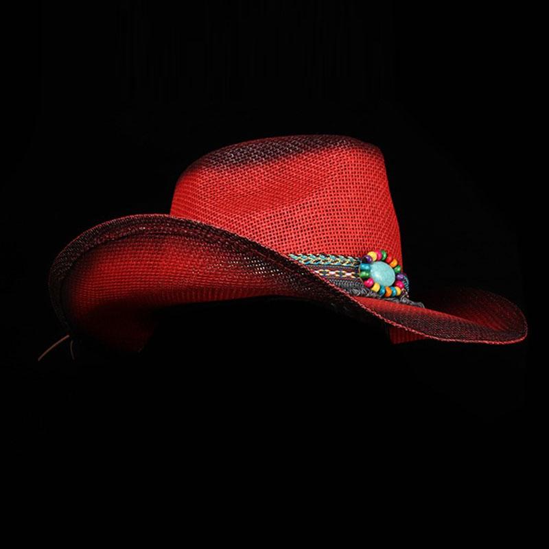 Ethnic Style Summer Straw Western Cowboy Hats Outdoor Travel Hollow Out Sun Hat Holiday Cap