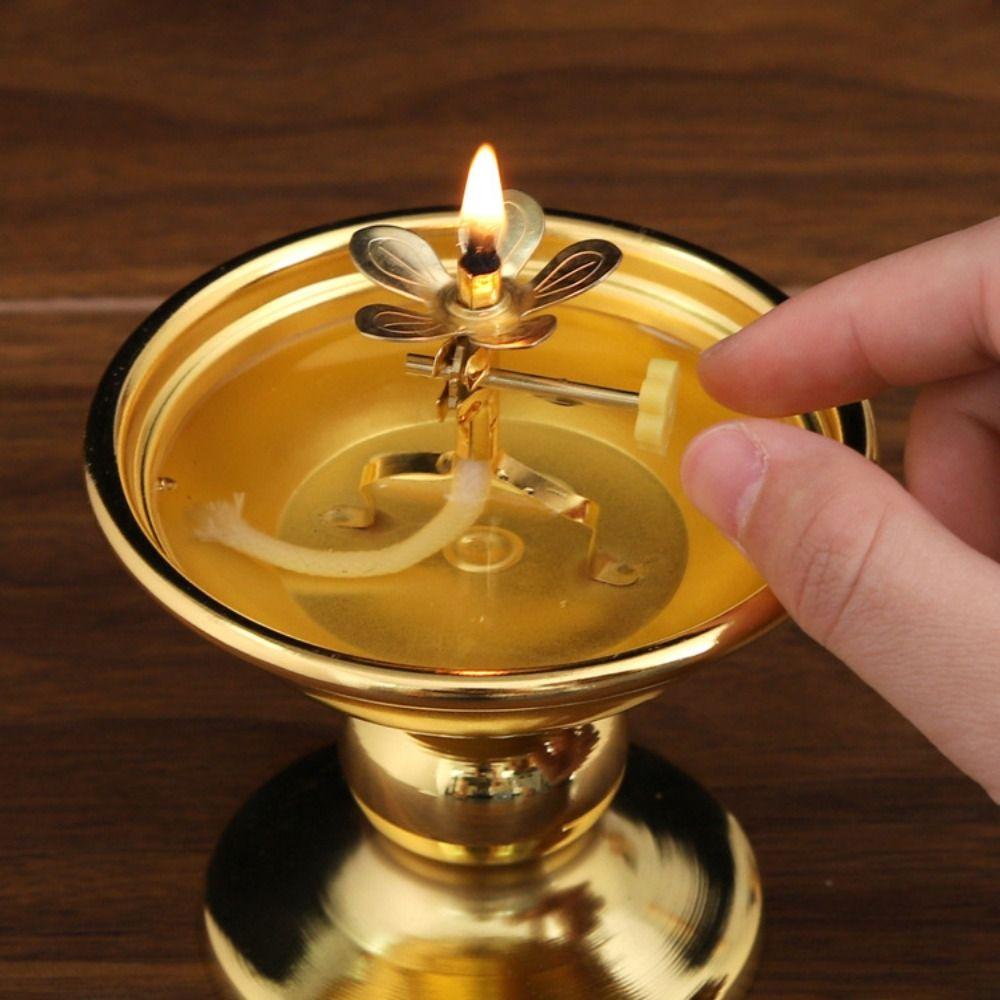 Anti-slip Butter Lamp Holder Adjustable Oil Dish Ornaments Zinc Zinc Alloy Oil Lamp  Lamp Decor