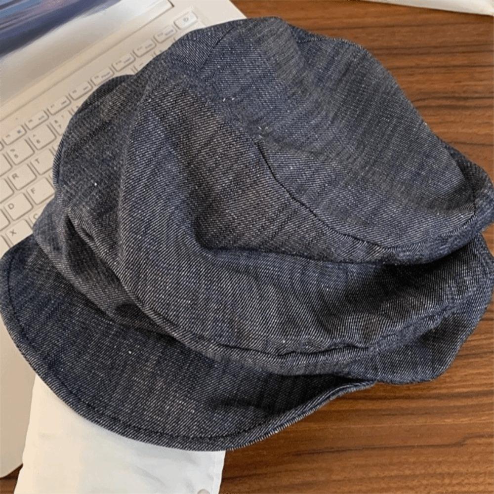 Cloud Octagonal Cap Japanese Pleated Painter Hat Casual Denim Beret Girl