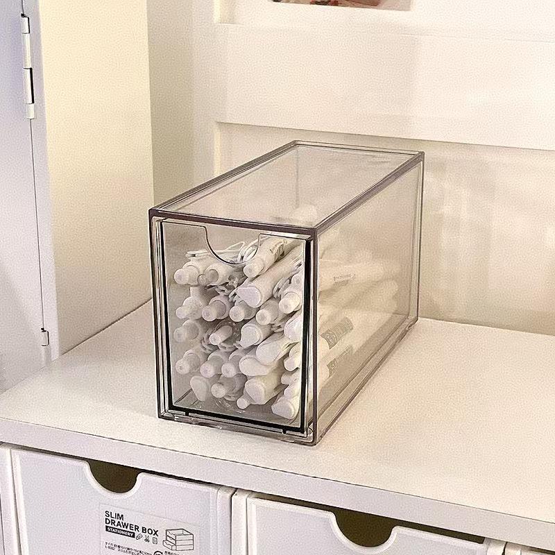 Large Capacity Multifunctional Acrylic Desk Organizer with Transparent Drawer
