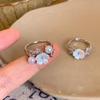 Gentle Camellia Flowers Imitation Pearl Rings for Women Girls 2026 New Trendy Silver Color High Flower Rings Jewelry Accessories