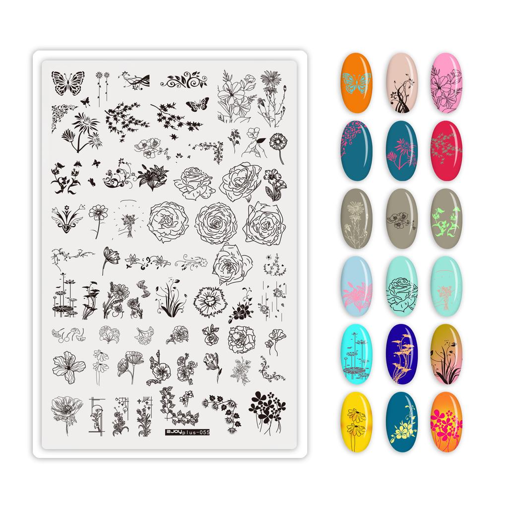 9.5X14.5cm Big Size Nail Stamping Plates Flower/Geometric Designs Nail Art Template For DIY Nail Decor 5.6cm round Stamper Plate