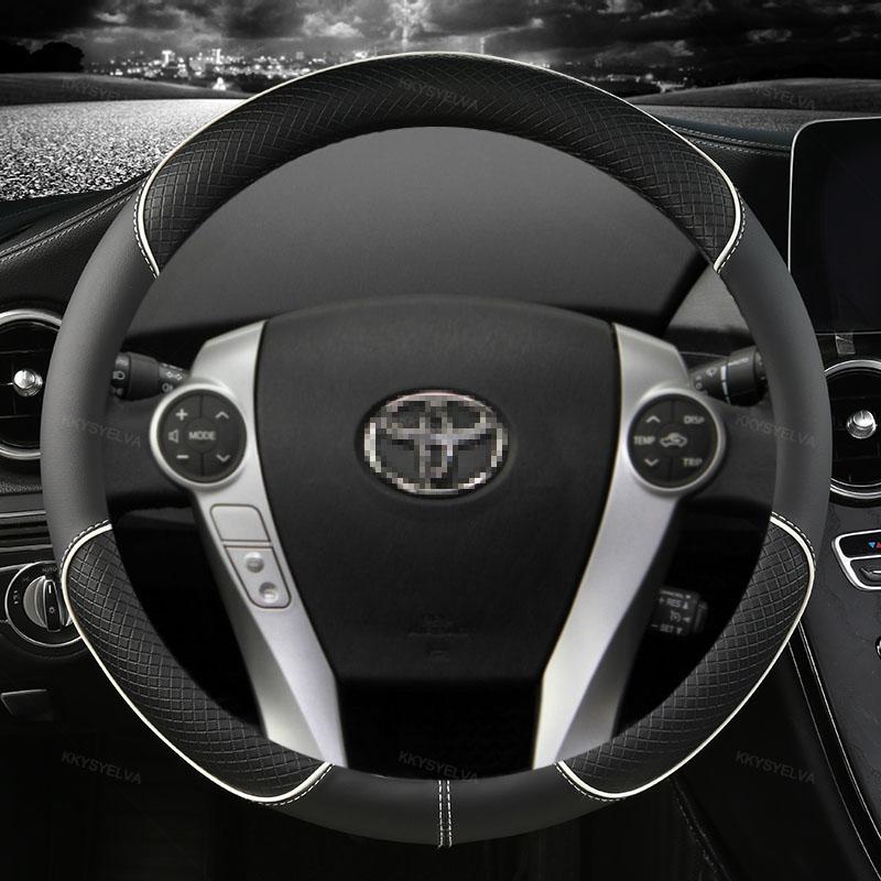 Koolstofvezel + Leer Auto Stuurwielhoes Voor Toyota Prius 30 20 Prius V Prius C Prius Prime Massage Auto Accessoires