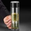 Leak Proof Double Wall Glass Tea Cup Insulated 500ml Glass Water Bottle One Click Open with Tea Infuser Tea Bottle Car Cup