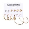 IF ME Korean Geometric Tassel Earring Set Simple Retro Leaf Heart Gold Earrings Jewelry Accessories