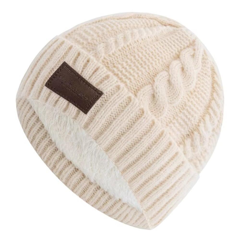 Casual Versatile Winter Knitted Hat Fleece-lined Warm Couple Beanie Thickened Coldproof Beanie Cap Unisex