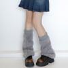 Ribbed Knit Cuffs Furry Leg Warmers for Women Students Winter Furry Plush Boot Covers Stretchy Calf Socks Streetwear