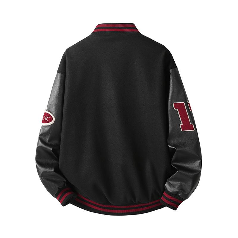 Spring and Autumn American Retro Contrasting Baseball Uniform Jacket for Men's Towel Embroidered New Style Pilot Jacket