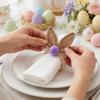 6Pcs Easter Bunny Napkin Rings Hessian Easter Rabbit Ear Napkin Holder, Farmhouse Napkin Rings for Spring Birthday Party Banquet