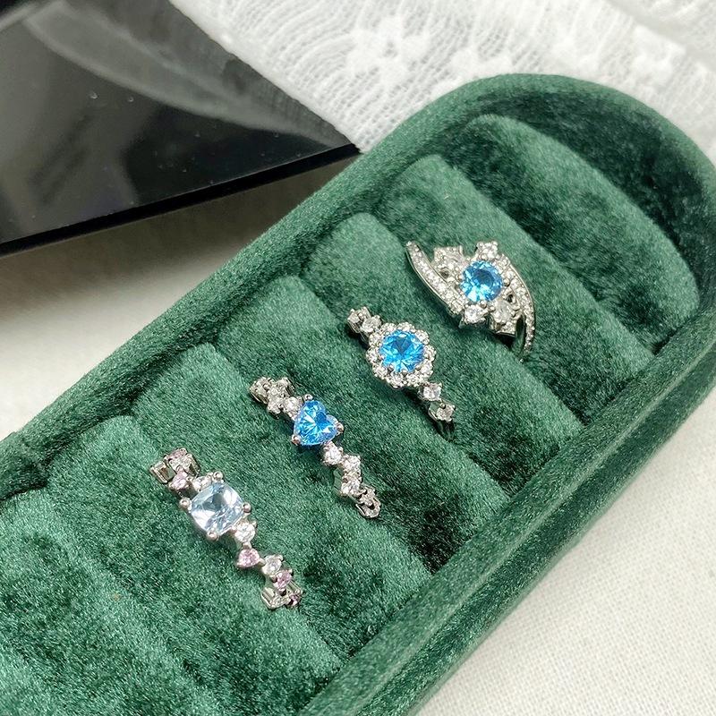 [Symphony Color Qi Ring] Color Treasure Small Sugar Cube Full Of Diamonds Zir*****Pening Ring Light Luxury Advanced Sense Niche Stacking Ring