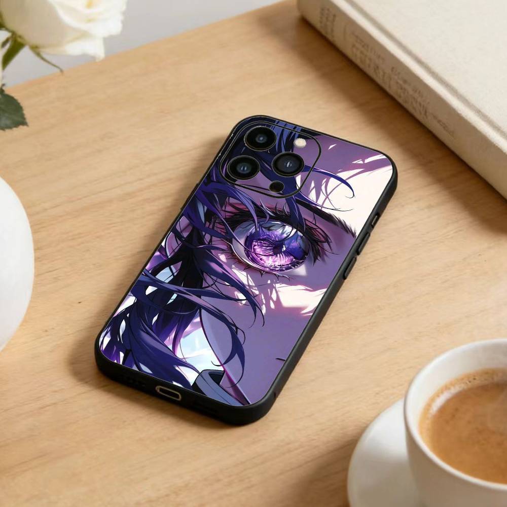 Oshi No Ko A-Anime Cute Phone Case For iPhone 16,15,14,13,12,17,Pro Max,Plus Silicone Black Case