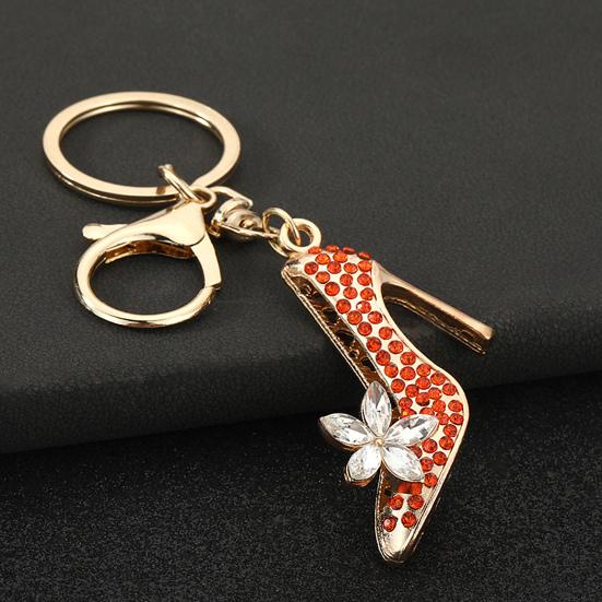 Keychain Pendant Sparkling Rhinestones High Heels Charm Key Chain with Lobster Clasp Electroplated Key Holder Bag Accessory
