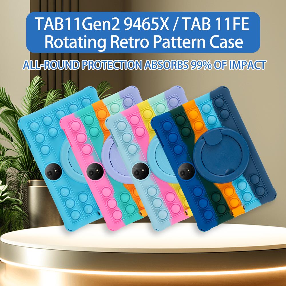 360 Rotating Stand Case Universal For TCL Tab 11 Gen2 FE 2024 11 inch 9465X With Handle Grip Shoulder Strap Soft Silicone Cover