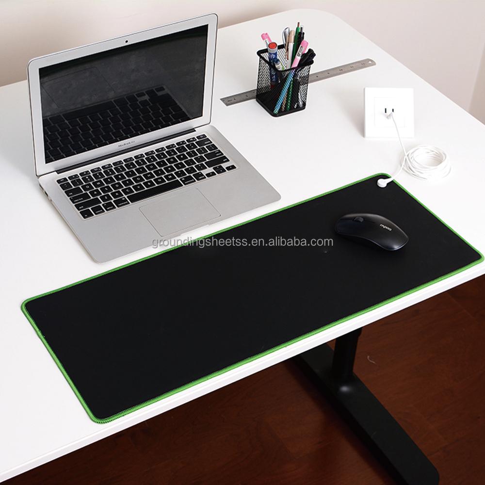 CONDUCTIVE Eco-Friendly Anti-Fatigue Non-Slip Earthing Mouse Pad-Grounding Desk Mat PU Leather Surface 2mm Thick Rubber Backing
