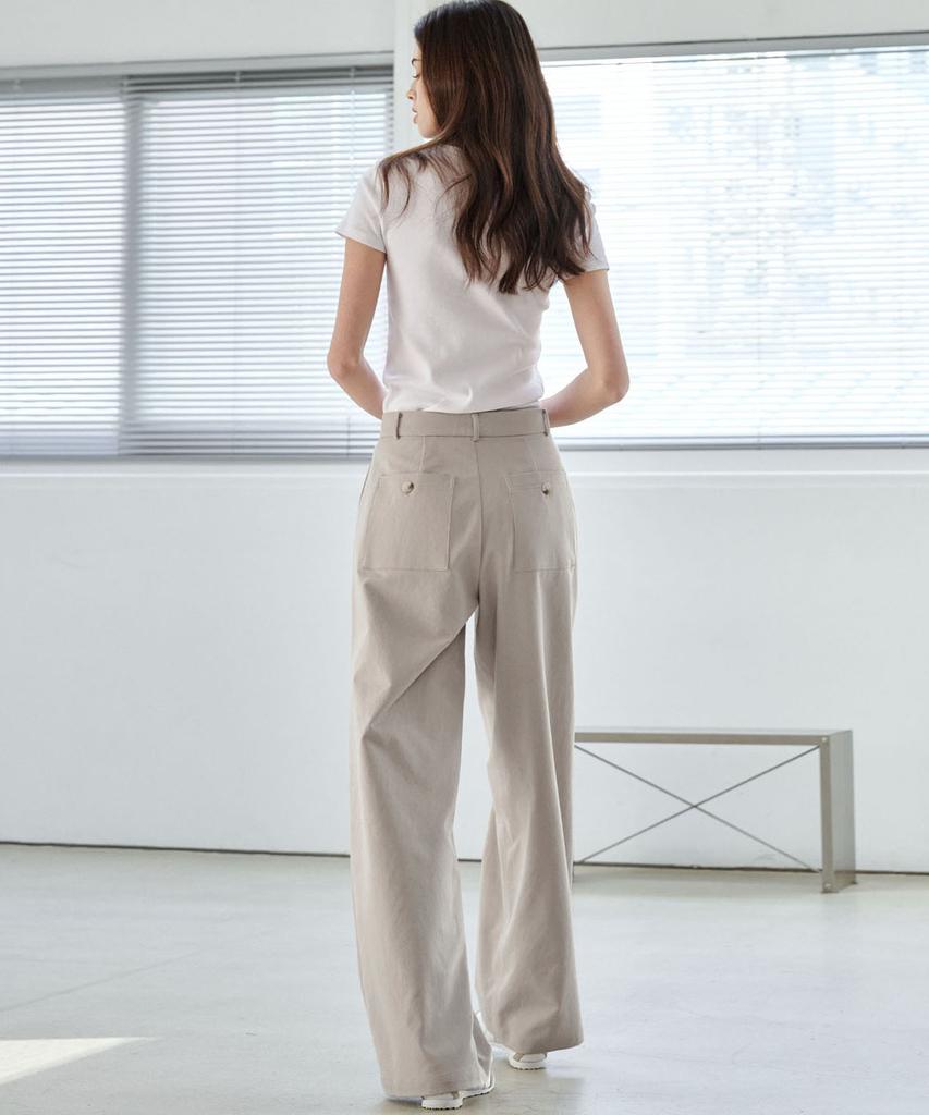 MALOUPE 2171 Stretch Lightweight Wide Pants (Beige)