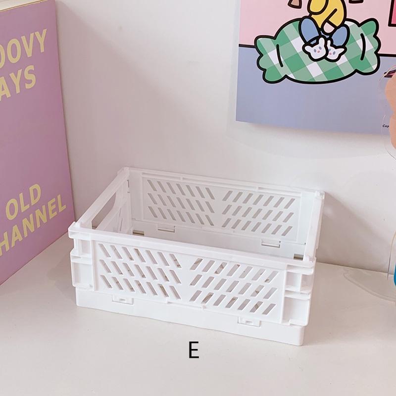 1 Pc Mini Foldable Desk Organizer Box Plastic Space-Saving Design Stationery Storage Basket for Tidy Student Workspaces
