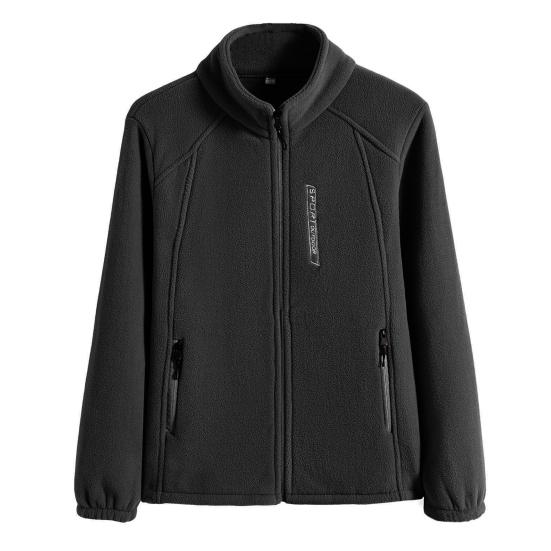 Jarní Zimní Dámská Bunda Stojáček Polární Fleece Zapínání na Zip Bunda Dlouhý Rukáv Jednobarevný Kardigan Udržuje Teplo Sportovní Svrchní Oblečení s Kapsami