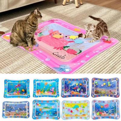 Sensorische Wasserspielmatte, verdickte aufblasbare Wassermatte für Katzen und Hunde, Haustier-Spielmatte mit Fisch-, Meeres- und Ozeanthema, sensorisches Spielzeug, Wasser