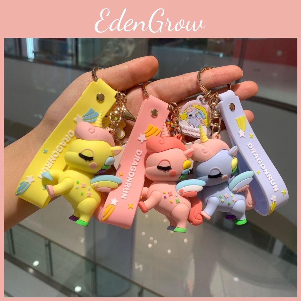 Adorable Unicorn Keychain Cartoon Style Cute Gift Bag Charm For Couples In Pink Metal