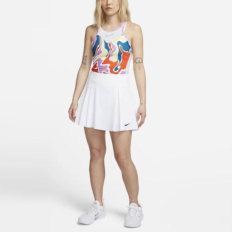 Nike Dri-FIT Advantage Solid Logo High-Waisted Comfortable Casual Skirt Women skirts White DX1133-100