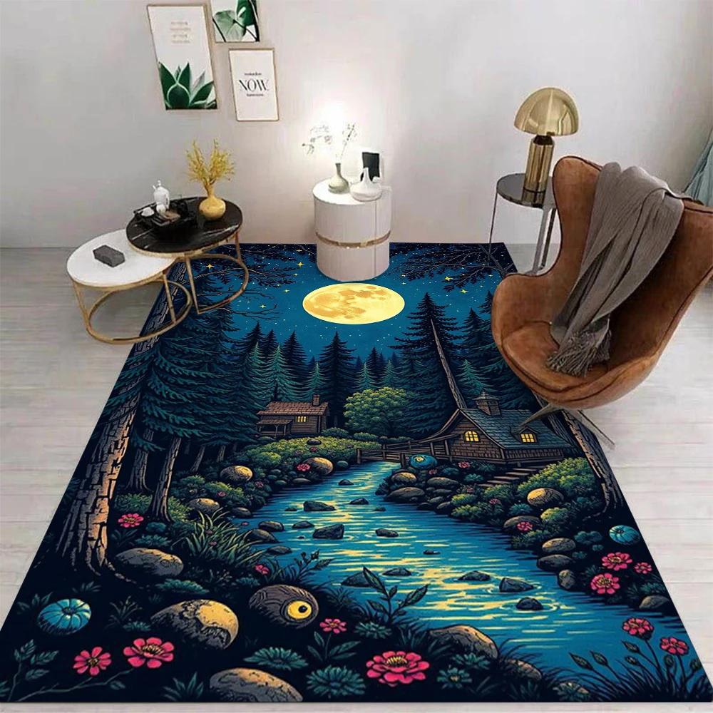 Landscape Carpet Living Room Bedroom Kitchen Sofa Table Balcony Rug Non-slip Washable Mat Home Exquisite Ornaments Ins