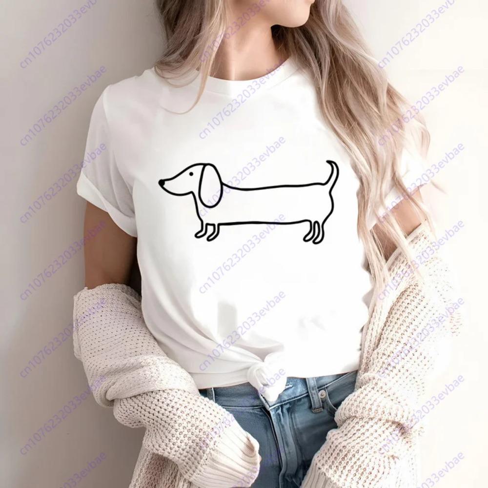 Dachshund Teckel Funny Cute Dog Animal T-Shirt Women Short Sleeve Summer Fashion Tshirt Casual Fashion Tee Shirt O-Neck Tops