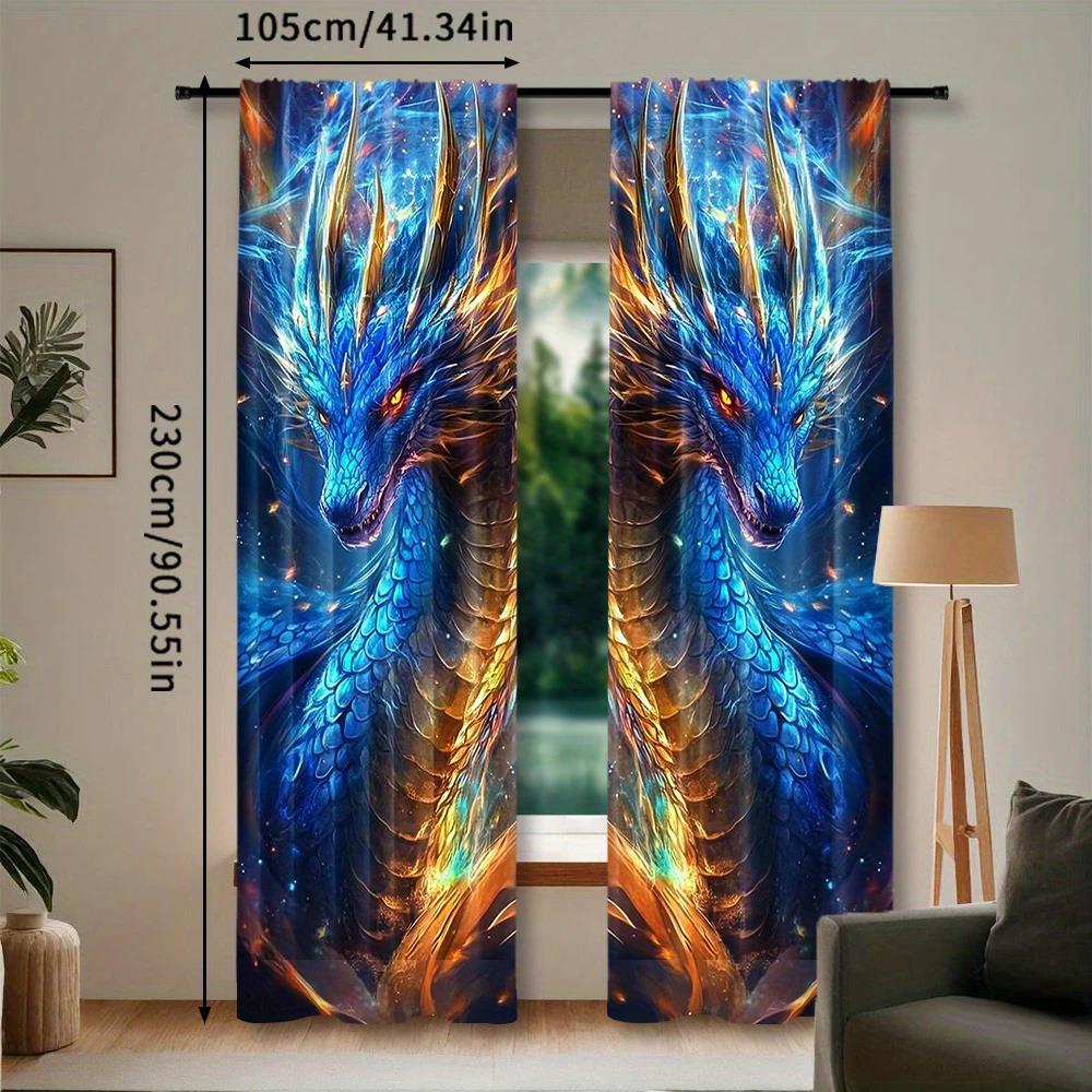 

Шторы с принтом тотема дракона, на кулиске, для спальни и гостиной, украшение дома, украшение комнаты 29Wx64L(75x166CM)x2