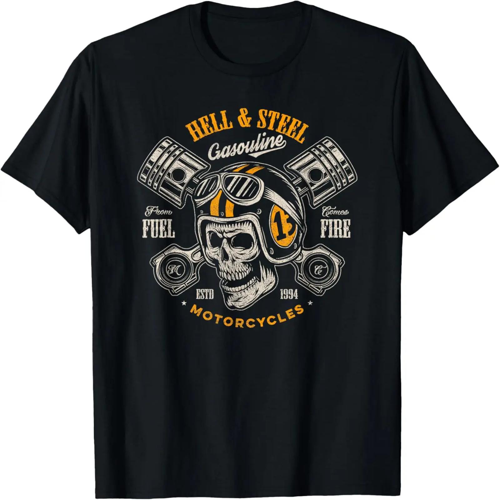 

Hell And Steel Biker Skull Motorcycle Men s T-Shirt XXXXXL чорний