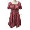 Square Neck Boho Floral Summer Dress Women Short Sleeve Smocked Swing A Line Flowy Ruffle Beach Sundress