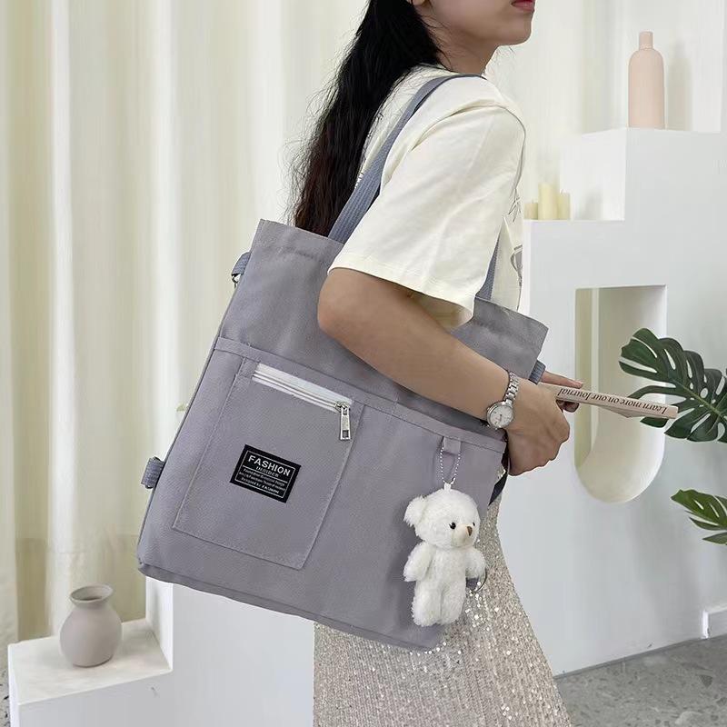 ins multi-purpose women's Korean version shoulder canvas bag fashion college student storage backpack class tutoring canvas bag