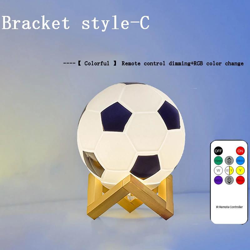 World Cup Football Remote Control LED Solid Wood Glass Small Table Lamp Remote Control Dimming Household Bedside Bedroom
