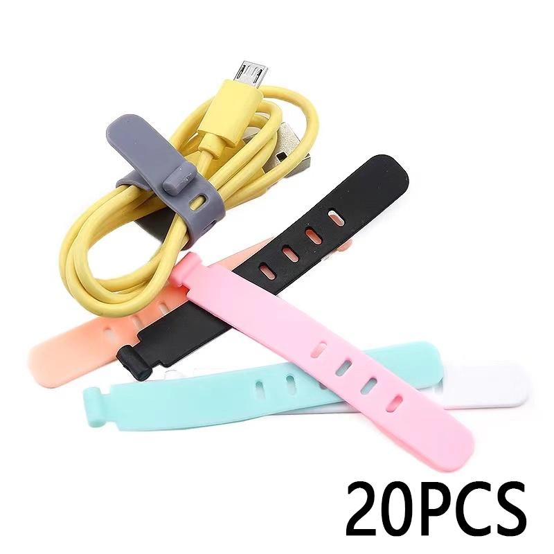 4/12/20PCS USB Cable Organizer Earphones Clip Charger Cord Management Silicone Wire Manager Holder Data Line Bobbin Winder Strap