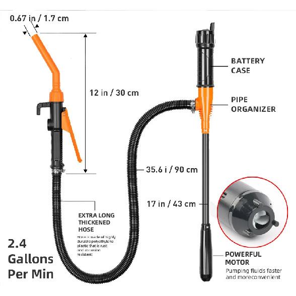 12V Elektryczna Pompa do Transferu Oleju/Paliwa Przenośna Pompa Paliwowa Zasilana Bateryjnie Pompa Syfonowa do Płynów do Samochodów Ciężarówek Benzyny Wody z Wężem