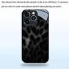 Black Gray Leopard Print Tempered Glass Phone Case For iPhone 11 12 13 14 15 16 17 Pro Max 17 Air 7 8 Plus XS X Shockproof Cover