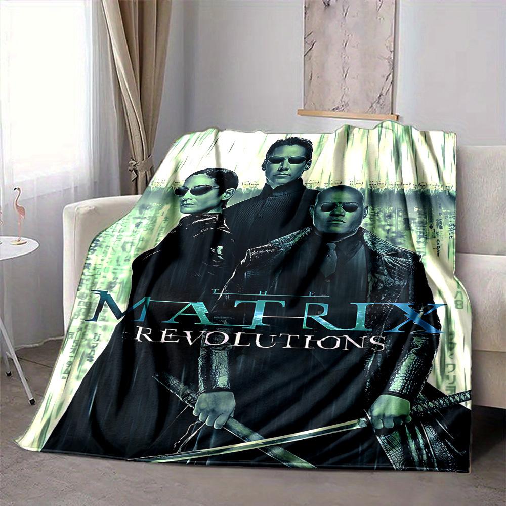 1pc The Matrix Flannel Throw Blanket - HD Printed Lightweight Soft Warm All-Season Blanket for Sofa, Bed, Travel, Camping 009
