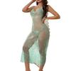 European and American Passionate Fiery Lace See-through Lingerie Robe