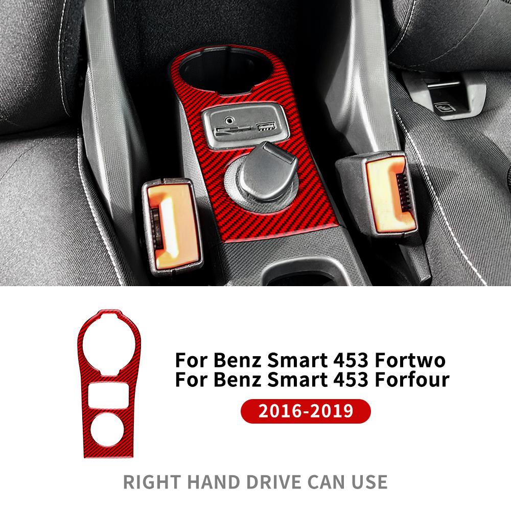 Echte Weiche Kohlefaser Auto USB Lade Panel Abdeckung Zierleisten Aufkleber Für Mercedes Benz Smart 453 Fortwo/Forfour 2016 2017 2018 2019