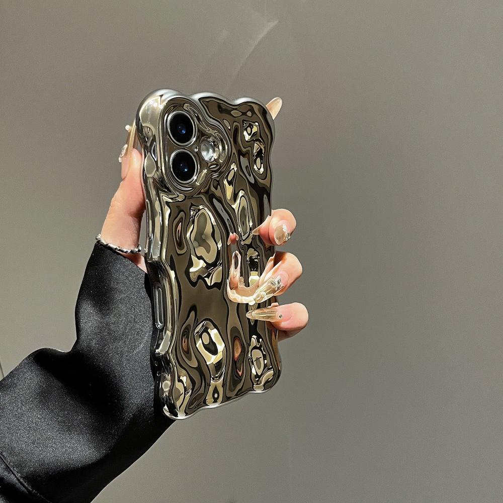 

Покрытие Изогнутые 3D Волны Яркий Глянцевый Чехол Для Телефона Для iPhone 16 15 Plus 14 13 12 Pro Max 11 Ударопрочный Мягкий Бампер For iPhone 16 Pro