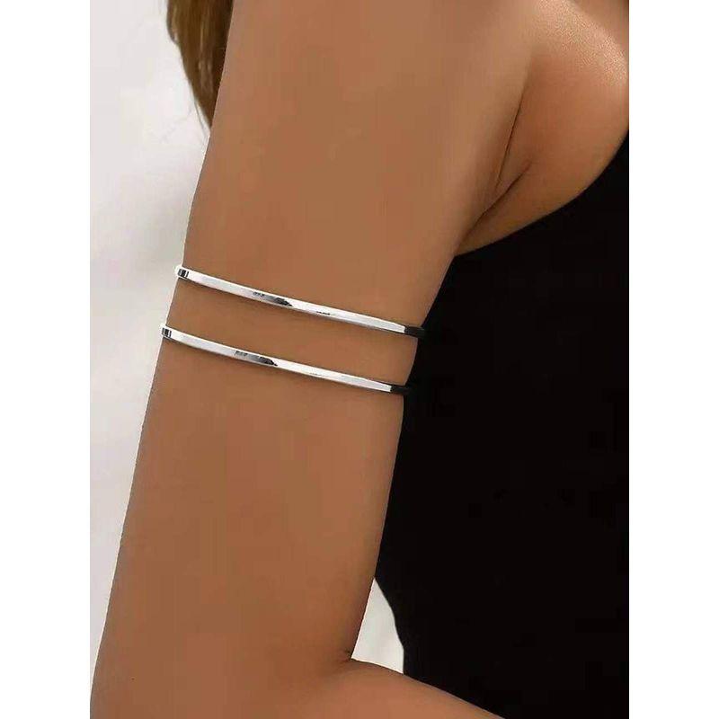 Fashion Simple Hollow Double Metal Bangle Bracelet Stylish Simple Style Opening Adjustable Arm Ring Accessories