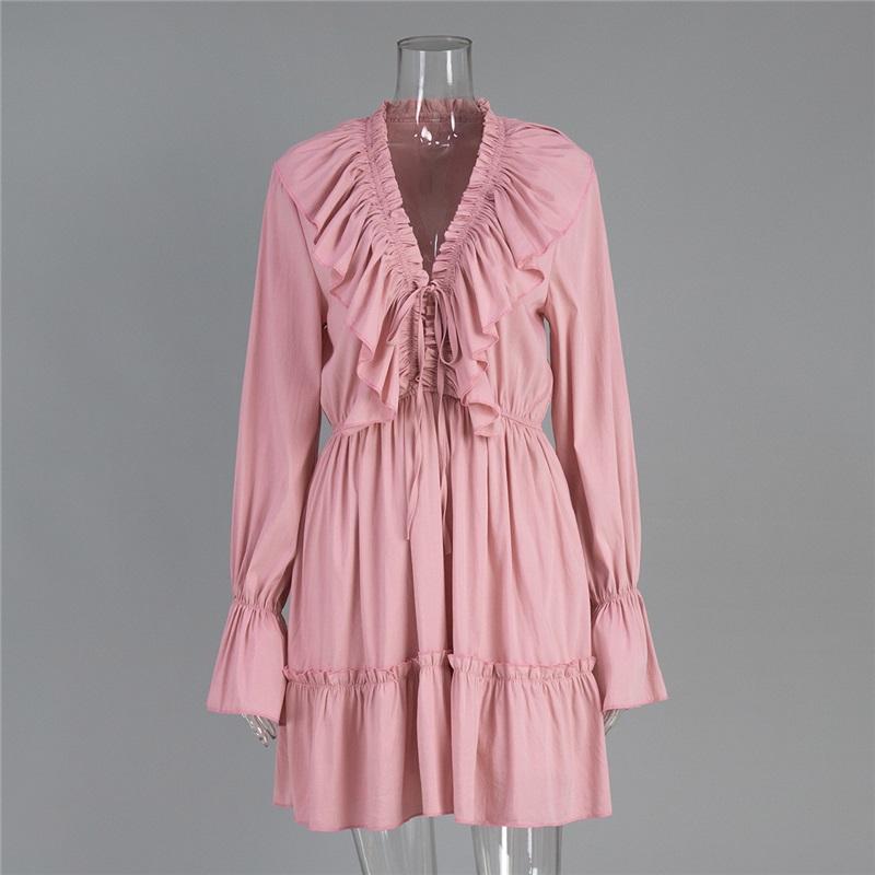 V Neck Dress Women's Summer Flared Sleeve Dress European And American Style Short Chiffon Dress