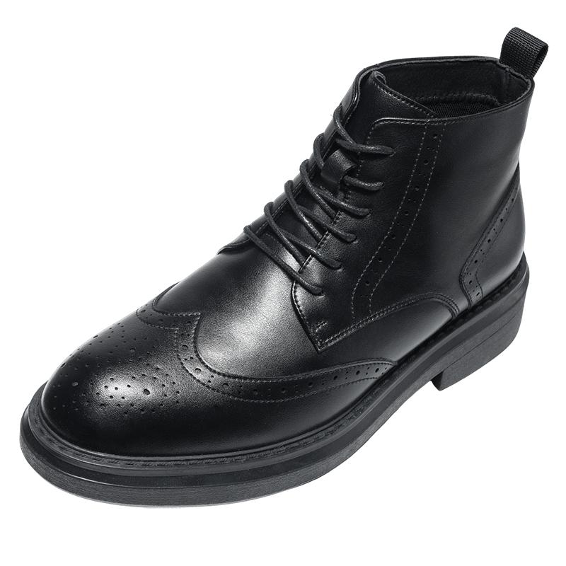 

Модные, популярные осенние и зимние туфли из кожи с высоким берцем Модные стили британского дизайна Свадебные и вечерние деловые туфли для джентльменов 44 чёрный