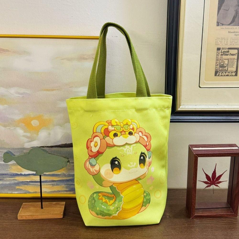 2025 Happy New Year Handbag Year of The Snake Red Tote Bag Snake Year Canvas Bag  Shopping Bag