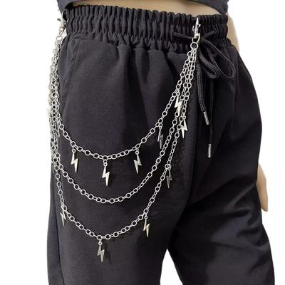 Vintage Metall Hüftkette für Damen Verstellbare Blitzmuster Hosenkette Hüftgürtel Zubehör für Freizeit- und Streetwear Outfits