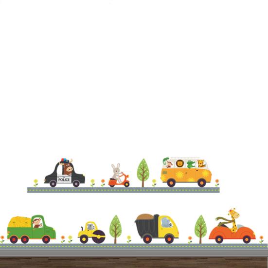 Cartoon Car Road Pattern Removable Wall Stickers DIY Art Decal Kids Room Decor